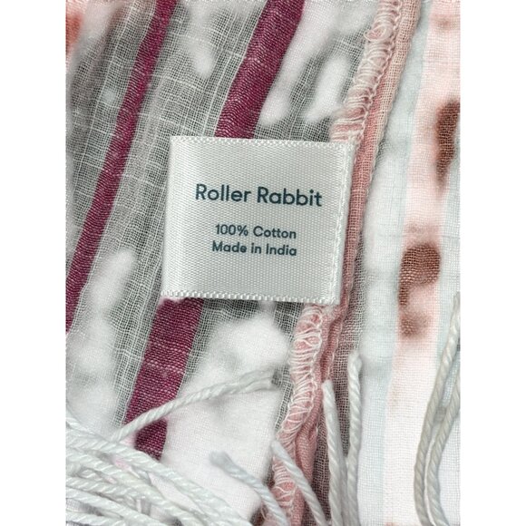 Roller Rabbit Womens Tunic Top Pink Striped Cotton Cover-Up Tassel Fringe XL - Picture 7 of 8